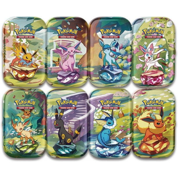 Pokemon Prismatic Evolutions Mini Tin Display Box (8 Tins Included)
